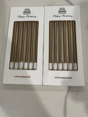 Gold Taper Candles - 6 PCS Set (Pack of 2)